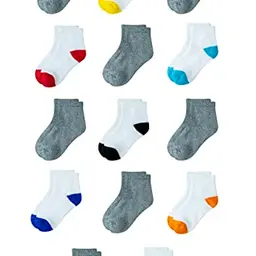 Amazon Essentials Unisex Kinder Knöchelsocken, 14 Paar, Weiß/Grau, 2-3 Jahre