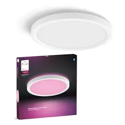 Philips Hue Devote Smart LED-Panel, rund 30 cm, 16,6 W, 2000 Lumen, weißer Rahmen für Decke, Wohnzimmer, Küche, Flur