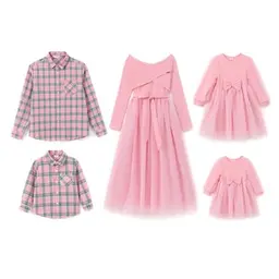 PATPAT Familien Outfit Set Langarm - Mutter Tochter Partnerlook Kleid, Festliches Mama Kind Outfit für Herbst & Frühling (3-6 Monate)