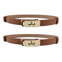 GUTERTOP 2er Set Schmale Gürtel für Damen in Braun