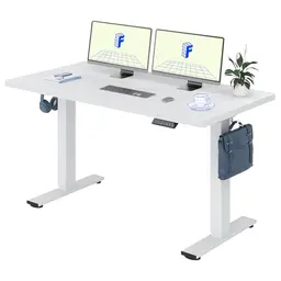FLEXISPOT höhenverstellbarer Schreibtisch 140×80cm, mit LED-Höhenanzeige & Memory, 25mm Tischplatte, ergonomisch, weiß