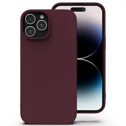 Zuvirelx Silikon Handyhülle für iPhone 14 Pro Max - Dünn, Minimalistisch, Stoßfest, Burgunderrot