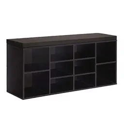 VASAGLE Schuhbank mit Polsterung, 10 Fächer, für Eingangsbereich und Flur, 30 x 104 x 48 cm, espressobraun
