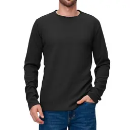 Zetieny Herren Pullover Langarm Rundhals Basic T-Shirt Regular Fit