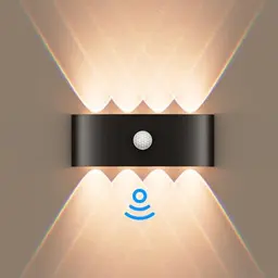 Kinamy Wandlampe mit Bewegungsmelder - 8W LED Wandleuchte für Innen, Schwarz