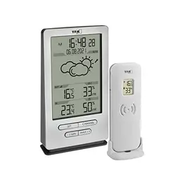 TFA Dostmann Funk Wetterstation Xena mit Außensensor und Wettervorhersage, batteriebetrieben, silber