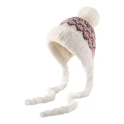 Satiskid Frauen Wintermütze Pom Pom Beanie – warme und gemütliche Mütze für kaltes Wetter (Weiß)