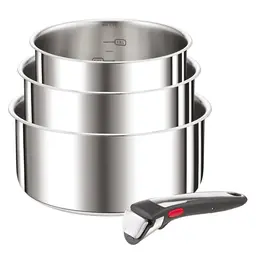 Tefal Ingenio Preference 4-teiliges Kasserollenset, stapelbar und platzsparend, 16/18/20 cm mit abnehmbarem Griff
