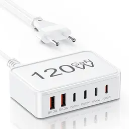 120W USB-C Ladegerät mit 4 Ports, Tragbares Schnellladegerät für iPhone, iPad und Samsung