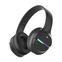 Kabellose Bluetooth-Kopfhörer mit bunten Lichtern und großem Akku, faltbar, Stereo-Surround, integriertes Mikrofon, schwarz