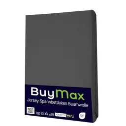 Buymax® Spannbettlaken 200x200cm Jersey, für Matratzenhöhe bis 25 cm, Farbe Anthrazit