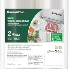 Bonsenkitchen Vakuumierbeutel 2 Rollen 30x600 cm - Kochfeste BPA-freie Gefrierbeutel für Vakuumierer