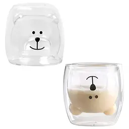 Xzeemo 250ML Lustige Doppelwandige Kaffeetasse - Kreative Bärentasse für Tee und Espresso, ideales Geschenk für das Büro