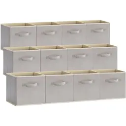 Lifewit 12 Stück Aufbewahrungswürfel aus Stoff, Faltbox für Kleideraufbewahrung, Hellgrau, 26,5 x 26,5 x 28 cm