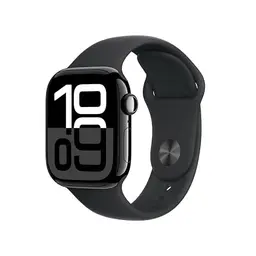 Apple Watch Series 10 GPS 42 mm - Smartwatch in Diamantschwarz mit schwarzem Sportarmband