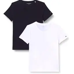 Tommy Hilfiger Damen 2er Pack Kurzarm T-Shirts, Mehrfarbig (White/Black), Größe XS