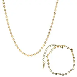 MOTIBACK Titanstahl Damen Halskette & Armband Set, Gold, elegantes Layering-Design mit Anhängern & Münzen, perfekt für Alltag & Party