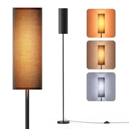 Homuserr 9W LED Stehlampe Schwarz, dimmbar, 3 Farbtemperaturen, Vintage Wohnzimmerlampe mit Leinen-Schirm & Fußschalter