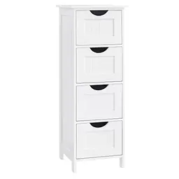 VASAGLE Badezimmerschrank mit 4 Schubladen, modern, weiß, 30 x 30 x 82 cm