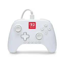 PowerA Kabelgebundener Controller für Nintendo Switch 2, weiß, lizenziert, RGB-Beleuchtung, Tasten belegbar, C-Taste, Pro-Controller