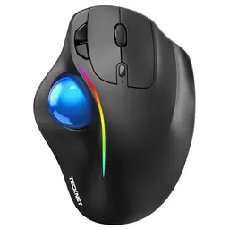 TECKNET Kabellose Trackball-Maus, Ergonomisch, Bluetooth, RGB-Beleuchtung, Für PC/Mac