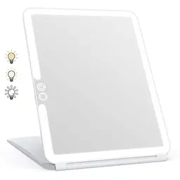 WEILY Beleuchteter Schminkspiegel, 3 Farben, USB aufladbar, ideal für Reisen, Tischspiegel (Weiß)