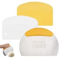 3-teiliges Teigschneider-Set mit Edelstahl Teigschaber und rutschfestem Griff, ideal für Brot, Gebäck und Pizza (Gelb)