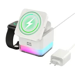 Minthouz Kabellose 3-in-1 Ladestation, 15W Qi-zertifiziert, Kompatibel mit iPhone 16, 15, 14, 13