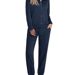 Terecey Damen Jogginganzug Set - Lässiger Sportanzug mit Reißverschluss und Kordelzug - Navy Blau