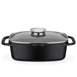 GSW Universalbräter Gourmet Granit – 6L Bräter mit Deckel für Induktion und Backofen – Schwarz, Aluguss