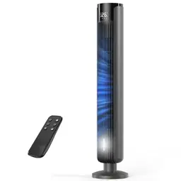 Leiser Turmventilator mit Fernbedienung, 3 Geschwindigkeiten, 12h Timer, Schlafmodus, LED-Licht, 70° Oszillation, kompakt für Schlafzimmer & Büro