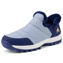 Mishansha Damen Winterschuhe Gefüttert, Rutschfest Slip-on Stiefel für Outdoor, Blau 40 EU