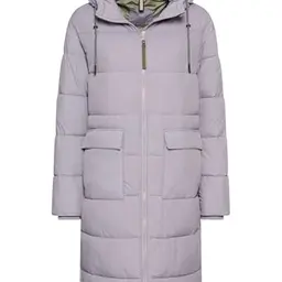 Camel Active Damen Steppmantel mit verstellbarem Saum und Kapuze, Lila