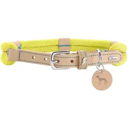 Hunter Hundehalsband Malia, Limette/Natur, leicht & robust, moderner Look, Größe: 50