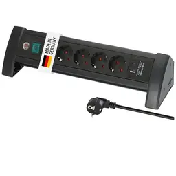 Brennenstuhl Premium Steckdosenleiste 4-Fach mit USB C und USB A - 1,8m Kabel, Schalter, schwarz