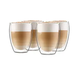 GLASWERK Doppelwandige Latte Macchiato Gläser (4 x 330 ml) - Spülmaschinenfeste Kaffeetasse