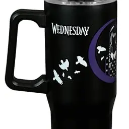 Undercover Wednesday Isolierbecher mit Strohhalm, 880ml, Edelstahl, BPA-frei, schwarz