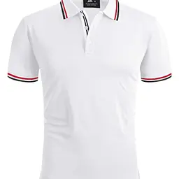 Geeksport Herren Poloshirt Kurzarm Slim Fit Sport T-Shirt Sommer Outdoor Weiß