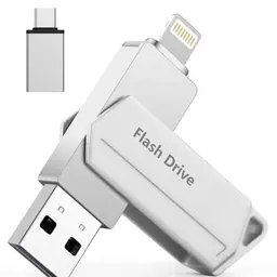 USB Stick 256GB MFi für iPhone, 3-in-1 USB 3.0 und Type C, Externer Speicher für iOS/Android/Mac/PC - Silber