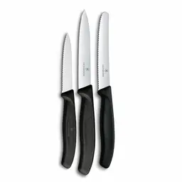 Victorinox Swiss Classic Küchenmesser-Set, 3-teilig, Gemüse-, Tomaten- und Frühstücksmesser, rostfreier Stahl, Schwarz