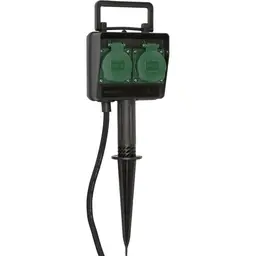 Brennenstuhl Garten-Steckdose 2-fach mit Erdspieß, wetterfest, 1,4m Kabel, schwarz