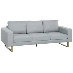 HOMCOM Dreisitzer Sofa mit Kissen in Hellgrau – 200 x 82 x 78 cm