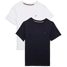 Tommy Hilfiger Jungen T-Shirts 2er Pack Kurzarm, Blau, 8-10 Jahre