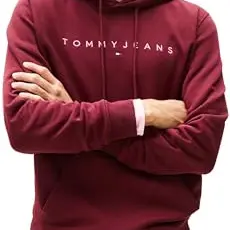 Tommy Jeans Herren Hoodie mit Kapuze, Rot, XS