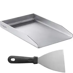 Smartpeas Edelstahl Grillplatte 20 x 30 cm für Kohle- und Gasgrills mit Grillspachtel