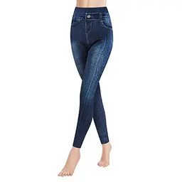Libella Damen Leggings in Jeansoptik - Hohe Taille, Dehnbar und Formend, Streetwear Hosen S/M