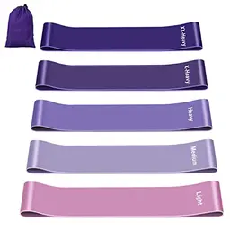 Fokky Fitnessbänder 5er Set – 100% Naturlatex Widerstandsbänder mit Übungsanleitung & Tragebeutel für Fitness, Pilates, Yoga