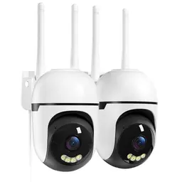 Suloron 2K Außenüberwachungskamera 2er-Pack, WLAN, 360°, Nachtsicht, Zwei-Wege-Audio, Bewegungsmelder, IP66
