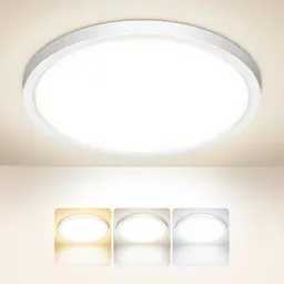 Tyreses LED Deckenlampe rund, 1500LM, ultradünn, 3000K/4000K/6500K, modern, IP44, für Wohnzimmer, Bad, Schlafzimmer, Küche, Ø18cm