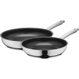 Silit Calabria Pfannen Set, 2-teilig, induktionsgeeignet, 24 und 28 cm, Edelstahl, antihaftbeschichtet, backofengeeignet, wärmereduzierender Griff